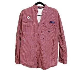 Columbia PFG Super Bonehead Alabama Crimson Tide Gingham‎ Fishing Shirt